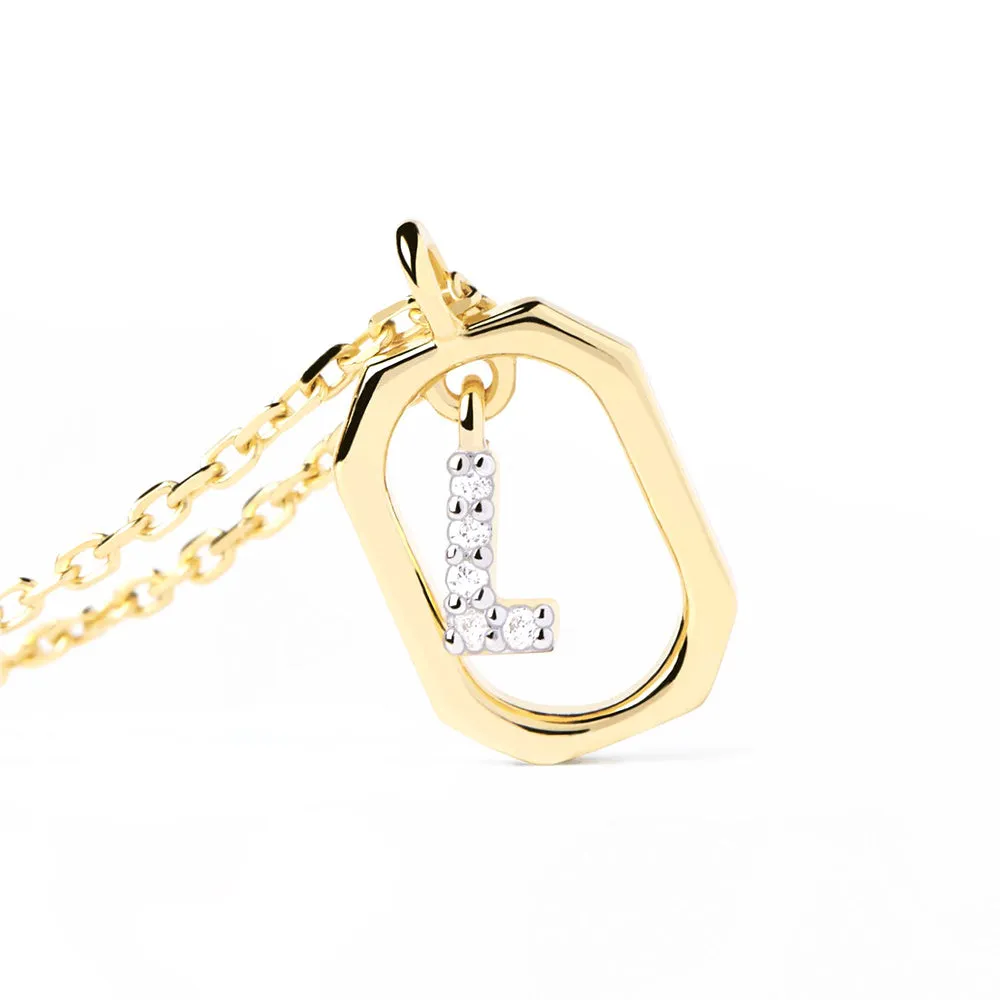 Moissanite Initial L Dangle Pendant Necklace sold by MSBLUE Jewelry product image thumbnail 4