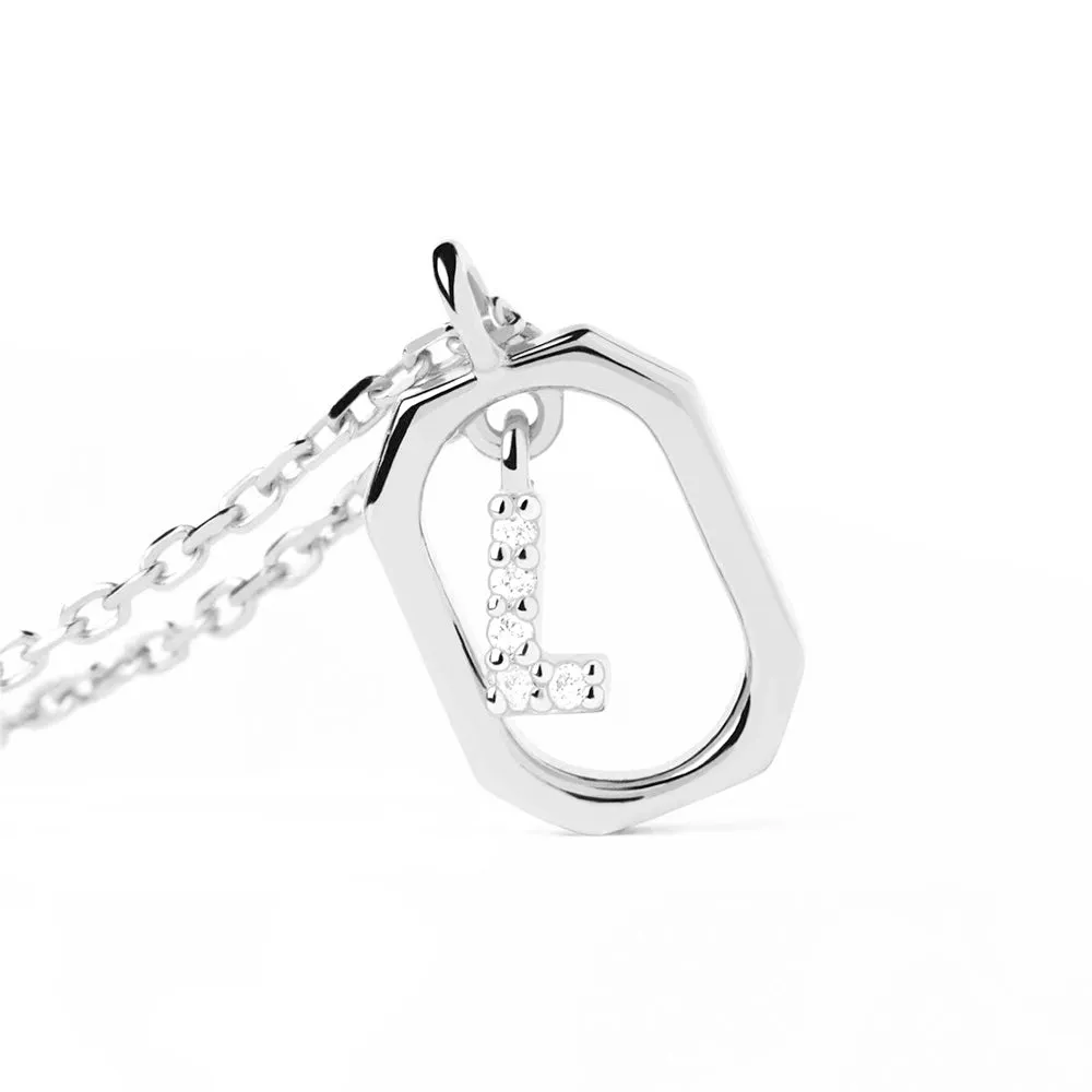 Moissanite Initial L Dangle Pendant Necklace sold by MSBLUE Jewelry product image thumbnail 3