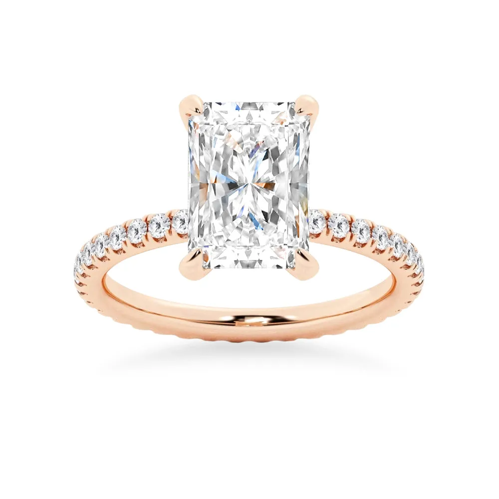 Radiant Cut Moissanite Engagement Ring With Eternity Pave Shank sold by MSBLUE Jewelry product image thumbnail 3
