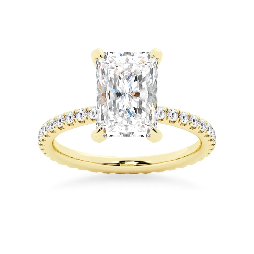Radiant Cut Moissanite Engagement Ring With Eternity Pave Shank sold by MSBLUE Jewelry product image thumbnail 2