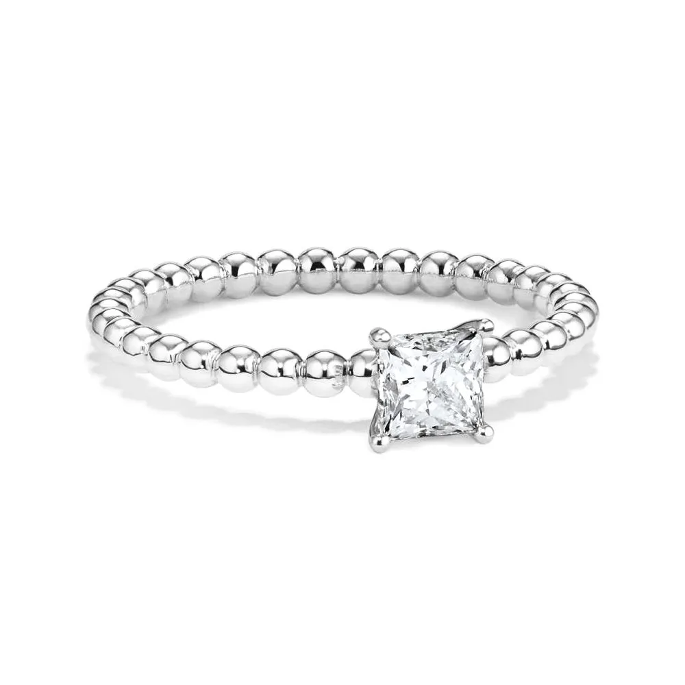 Princess Cut Lab Grown Diamond Ring With Beaded Band sold by MSBLUE Jewelry product image thumbnail 2