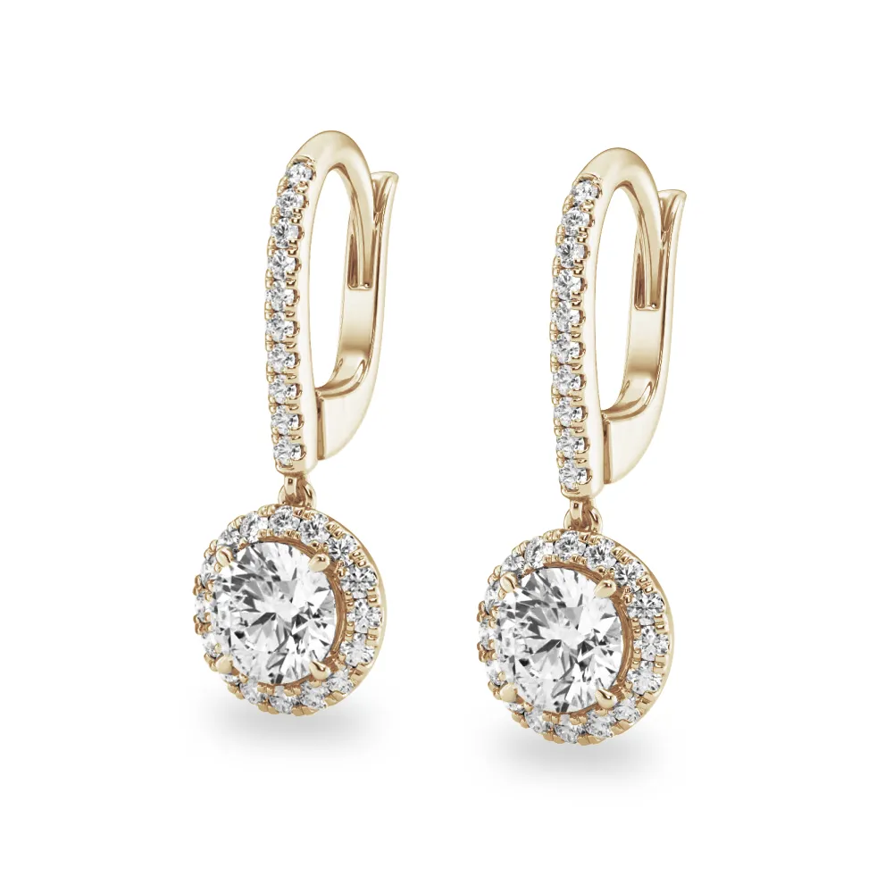 2.34 ctw Round Moissanite Pavé Halo Drop Earrings sold by MSBLUE Jewelry product image thumbnail 5