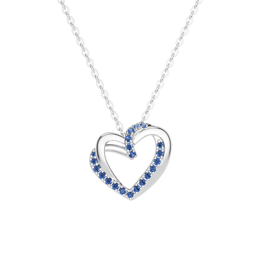 Sapphire Heart Pendant Necklace sold by MSBLUE Jewelry