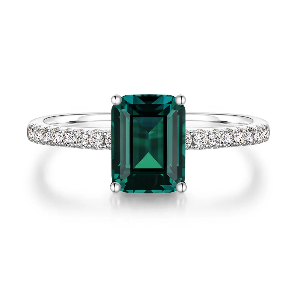 2 CT. Petite Trellis Emerald Gemstone Ring sold by MSBLUE Jewelry