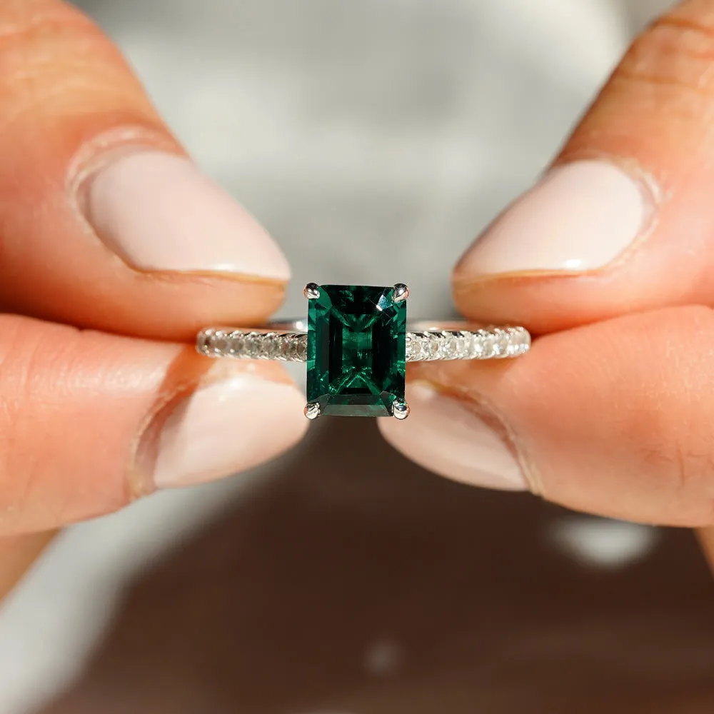 2 CT. Petite Trellis Emerald Gemstone Ring sold by MSBLUE Jewelry product image thumbnail 5