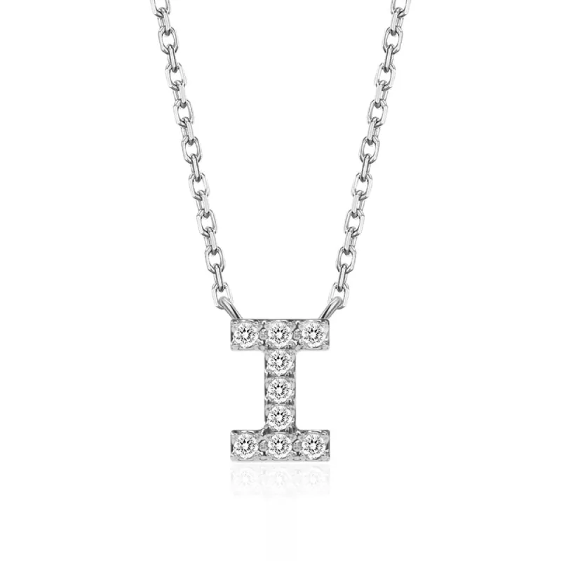 Classic Pavé Initial I Pendant Necklace sold by MSBLUE Jewelry