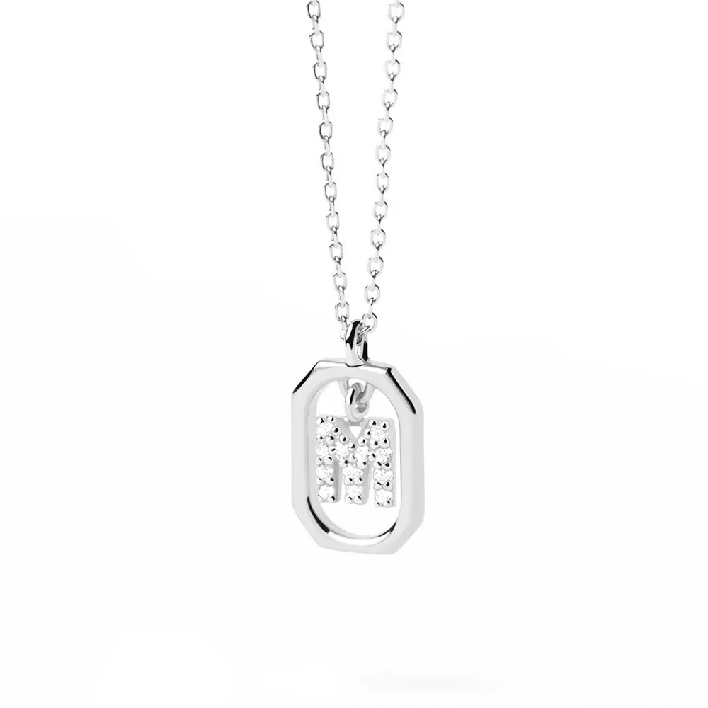 Moissanite Initial M Dangle Pendant Necklace sold by MSBLUE Jewelry
