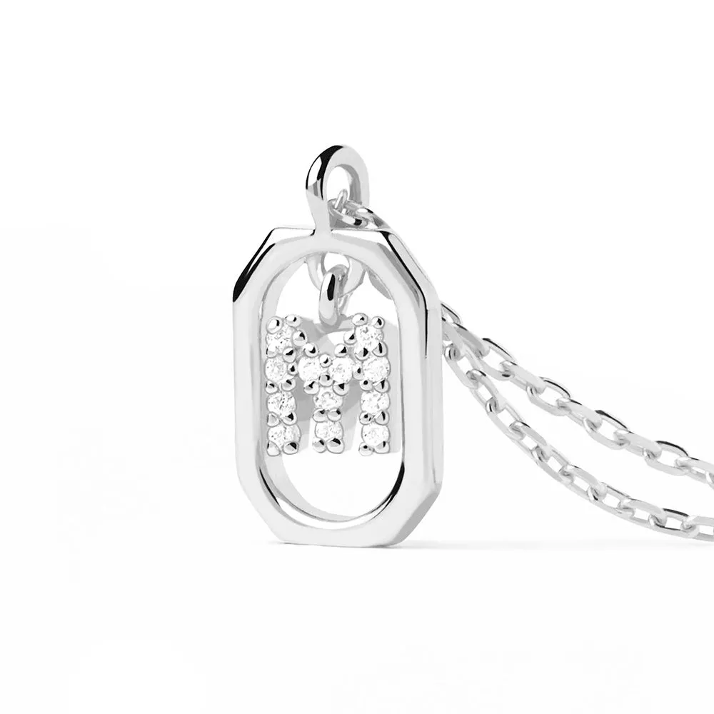 Moissanite Initial M Dangle Pendant Necklace sold by MSBLUE Jewelry product image thumbnail 3