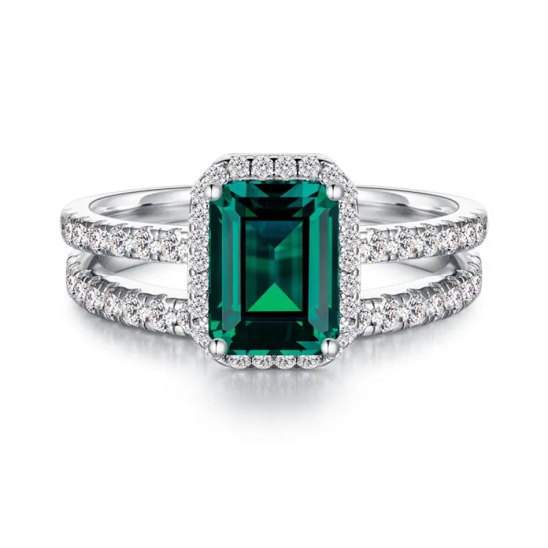 2 CT. Lab Grown Emerald Ring Set with Matching Wedding Band sold by MSBLUE Jewelry