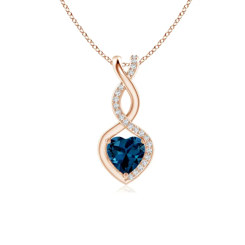 1 CT. London Blue Topaz Infinity Heart Pendant with Diamonds sold by MSBLUE Jewelry