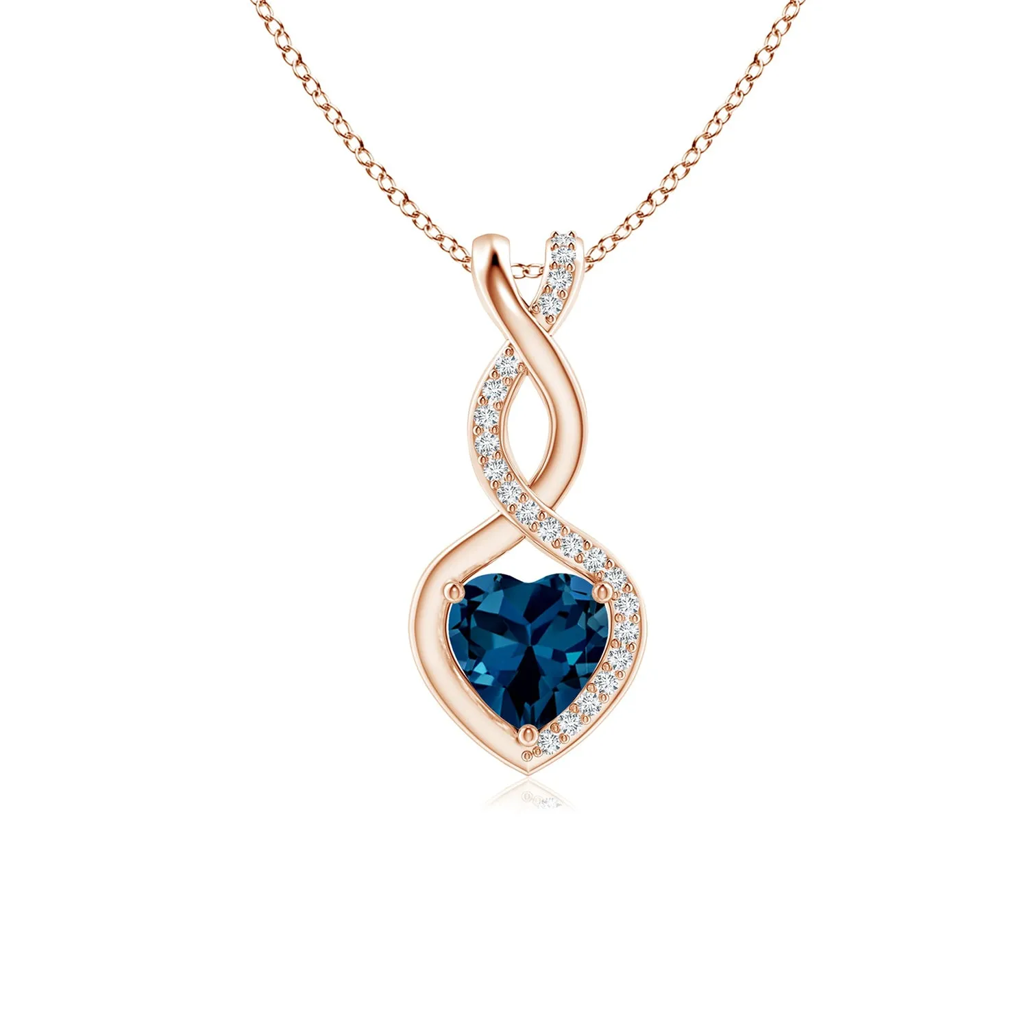 1 CT. London Blue Topaz Infinity Heart Pendant with Diamonds sold by MSBLUE Jewelry