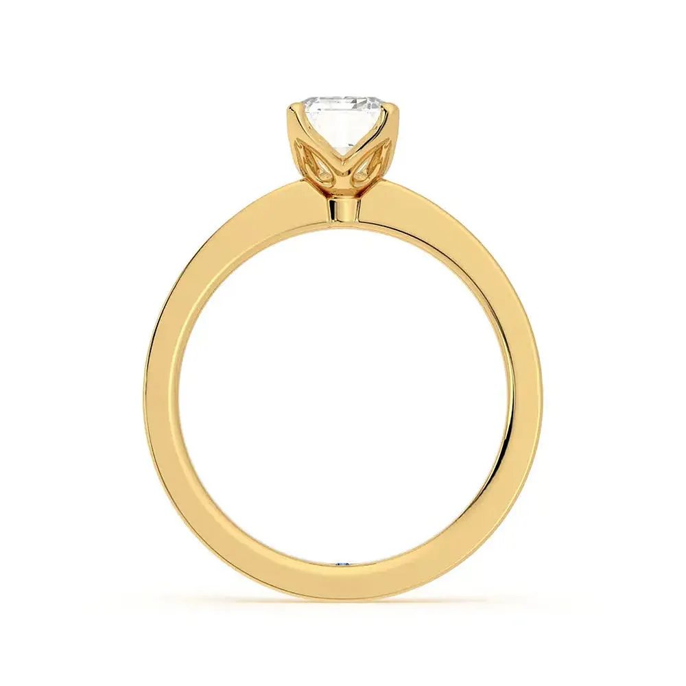 Emerald Cut Moissanite Engagement Ring with Hidden Anniversary Stone and Channel Set Side Stones sold by MSBLUE Jewelry product image thumbnail 4