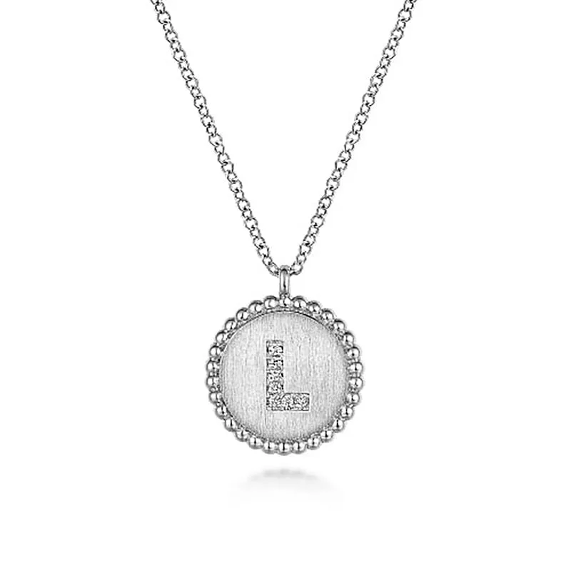 Initial L Medallion Necklace sold by MSBLUE Jewelry