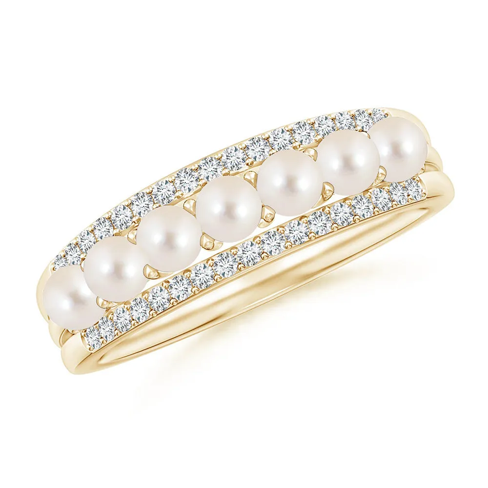 4mm Freshwater Cultured Pearl and Moissanite Promise Ring sold by MSBLUE Jewelry product image thumbnail 3