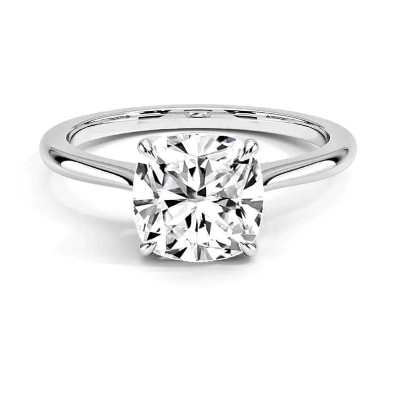 Four Prong Solitaire Cushion Cut Engagement Ring made by MSBLUE Jewelry
