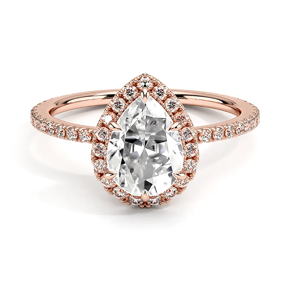 Halo Pear Shaped Engagement Ring With Hidden Halo sold by MSBLUE Jewelry product image thumbnail 2