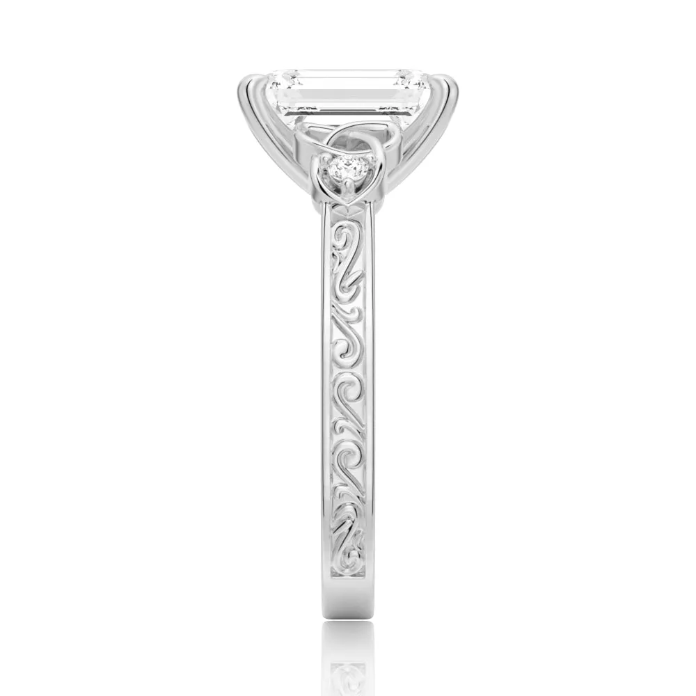 Vintage Celtic Knots Design Emerald Cut Moissanite Engagement Ring sold by MSBLUE Jewelry product image thumbnail 5