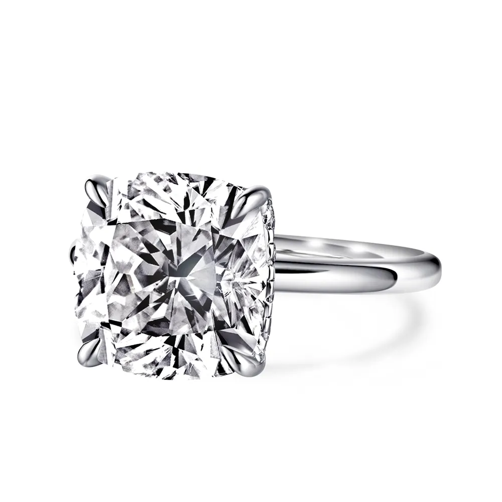 Cushion Cut Engagement Ring With Hidden Halo sold by MSBLUE Jewelry product image thumbnail 4