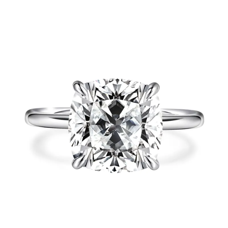 Cushion Cut Engagement Ring With Hidden Halo sold by MSBLUE Jewelry