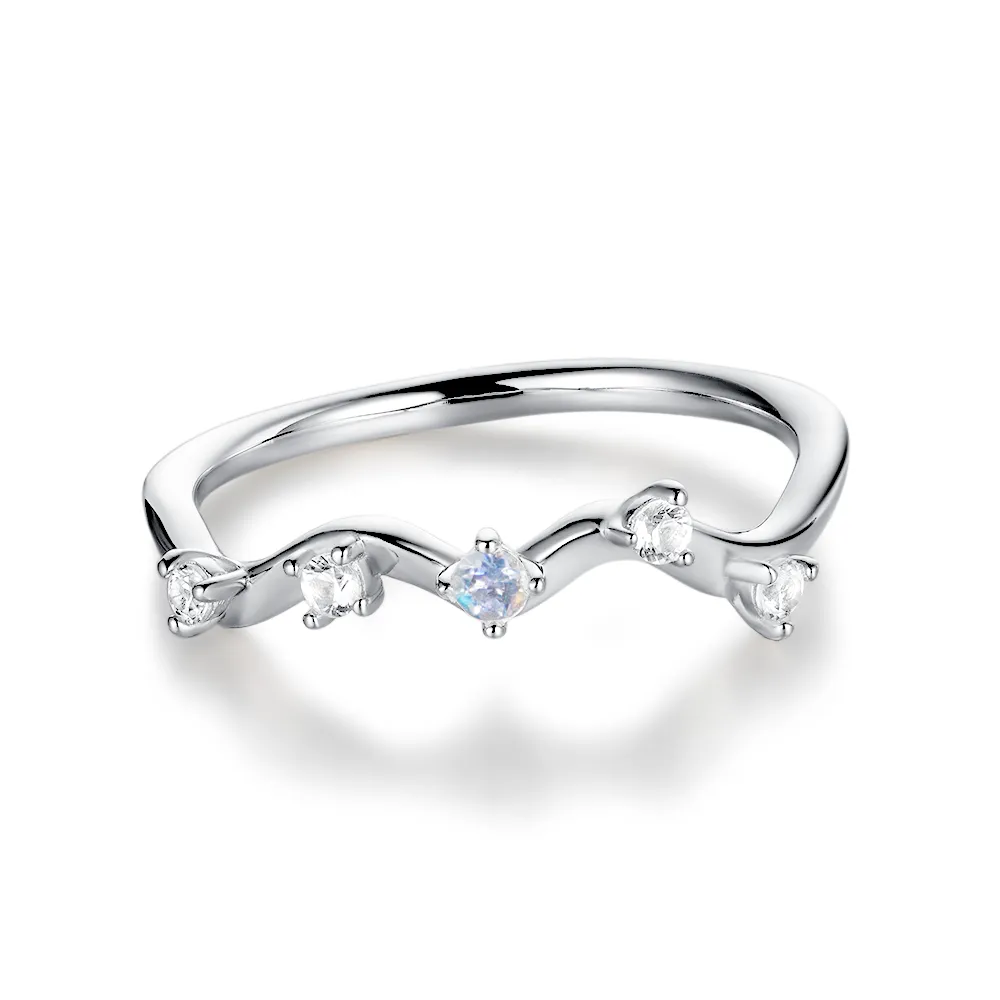 Twist Moonstone And White Sapphire Band sold by MSBLUE Jewelry