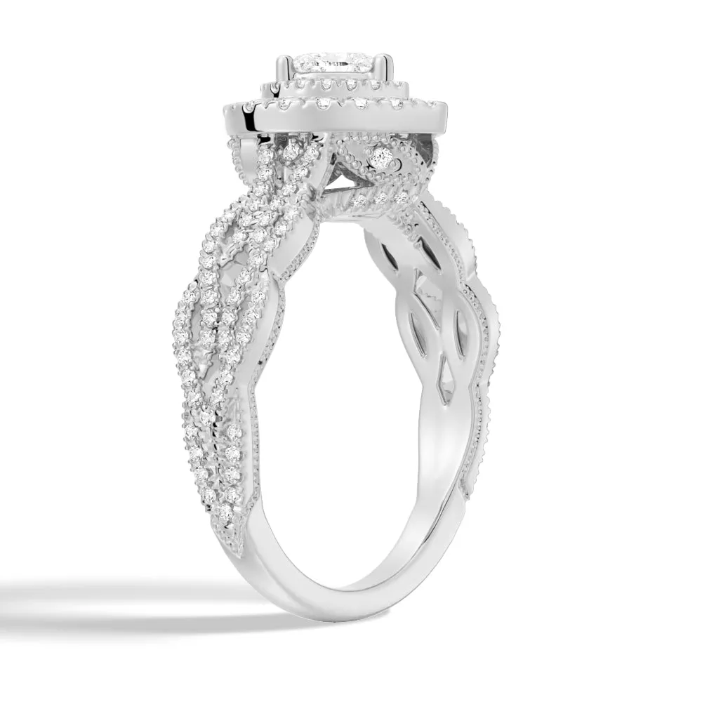 Vintage Double Halo Heart Moissanite Engagement Ring sold by MSBLUE Jewelry product image thumbnail 4