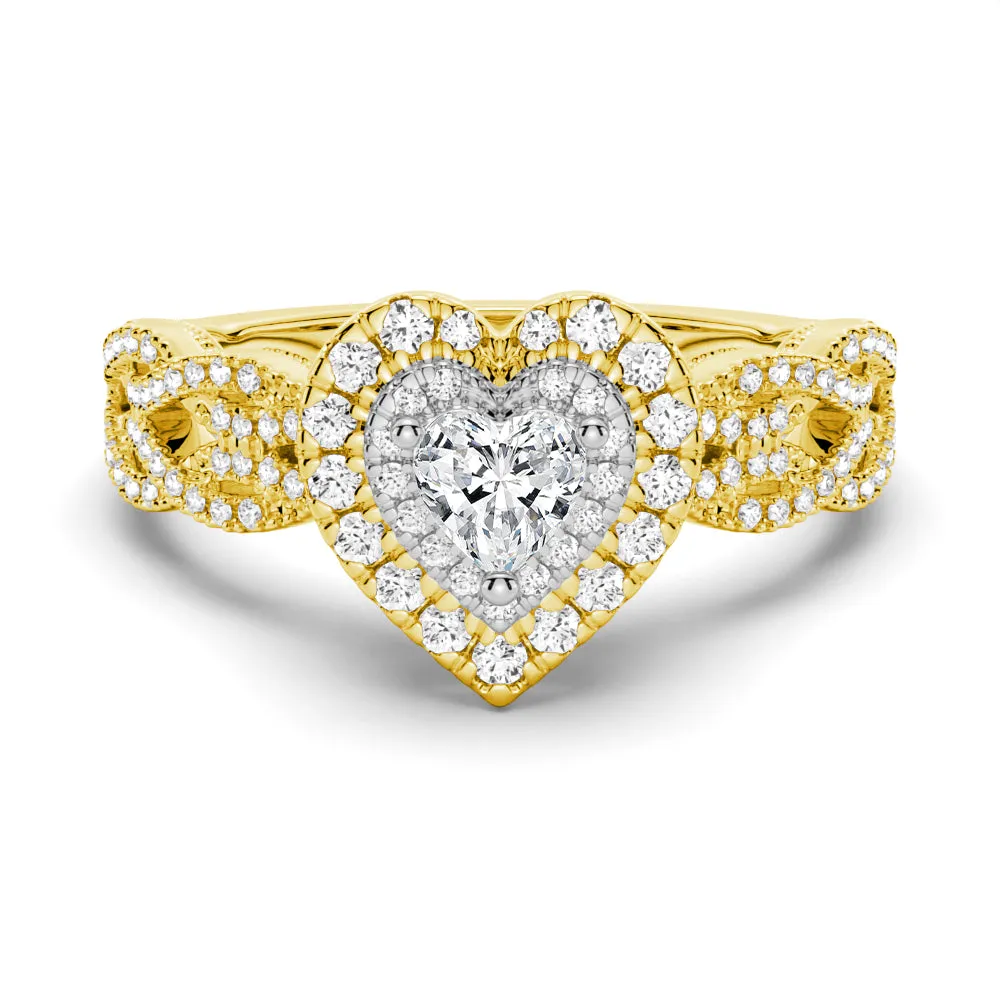Vintage Double Halo Heart Moissanite Engagement Ring sold by MSBLUE Jewelry product image thumbnail 2