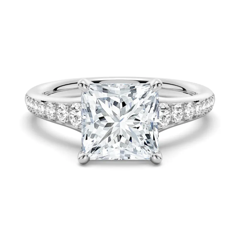 Vintage Princess Cut Moissanite Engagement Ring With Graduated Band sold by MSBLUE Jewelry