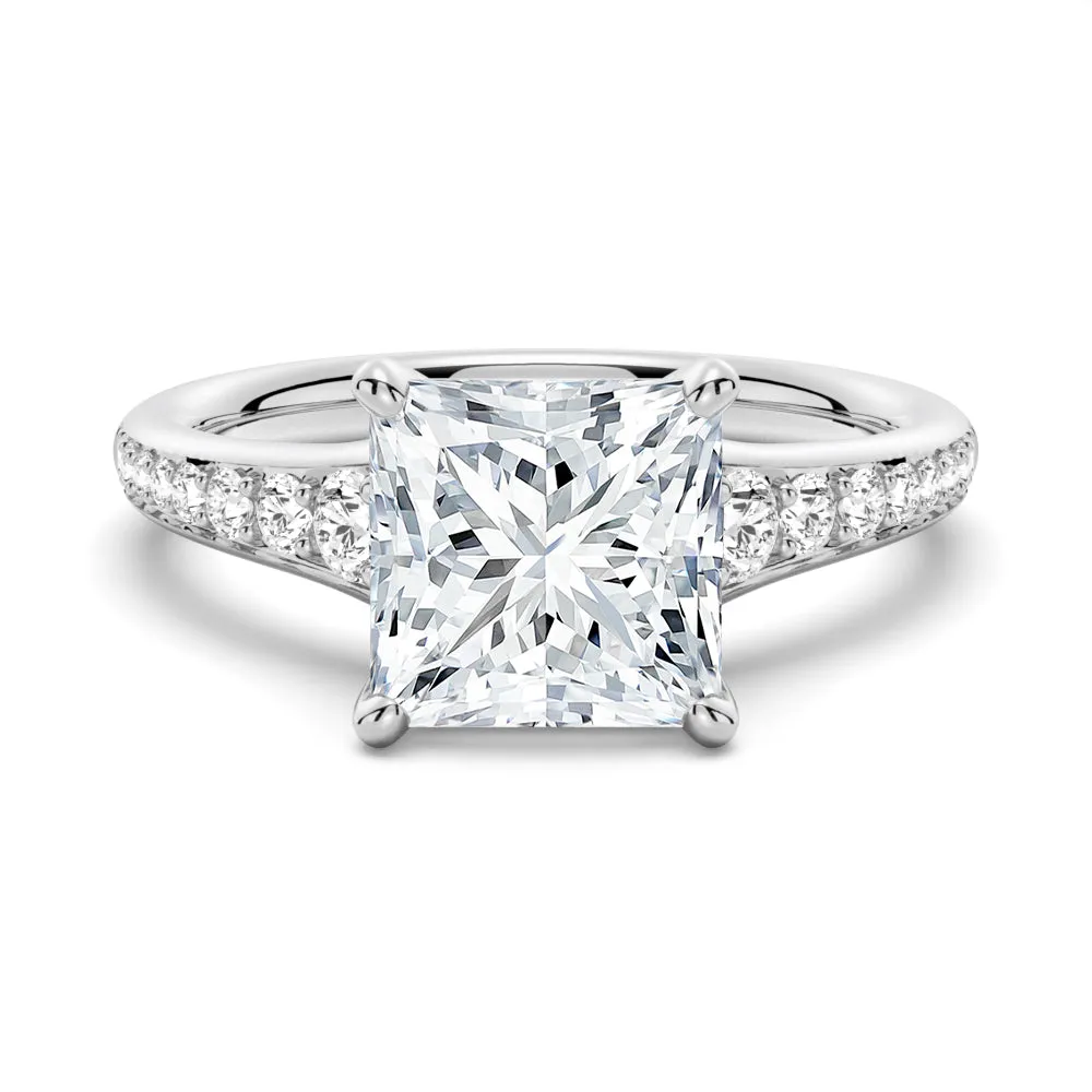 Vintage Princess Cut Moissanite Engagement Ring With Graduated Band sold by MSBLUE Jewelry