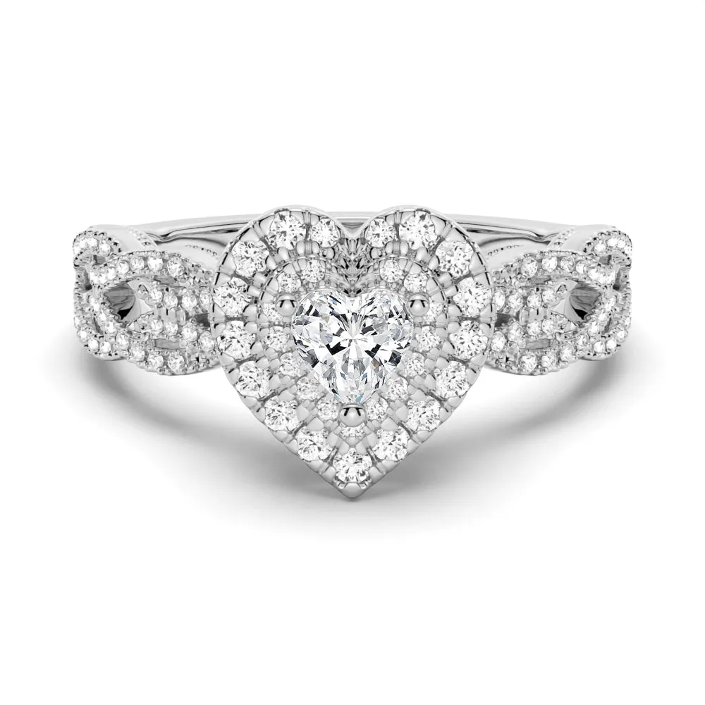 Vintage Double Halo Heart Moissanite Engagement Ring sold by MSBLUE Jewelry