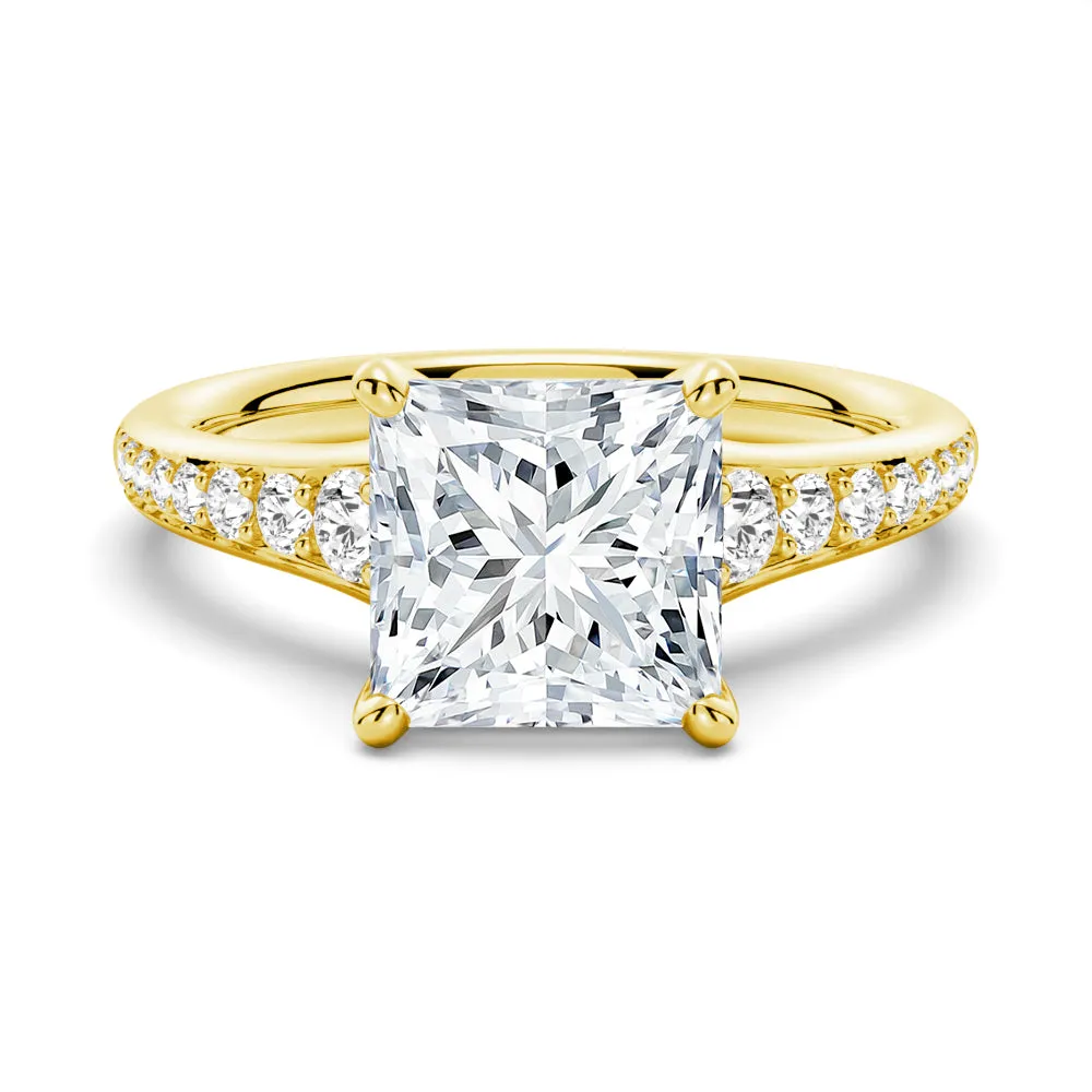 Vintage Princess Cut Moissanite Engagement Ring With Graduated Band sold by MSBLUE Jewelry product image thumbnail 2