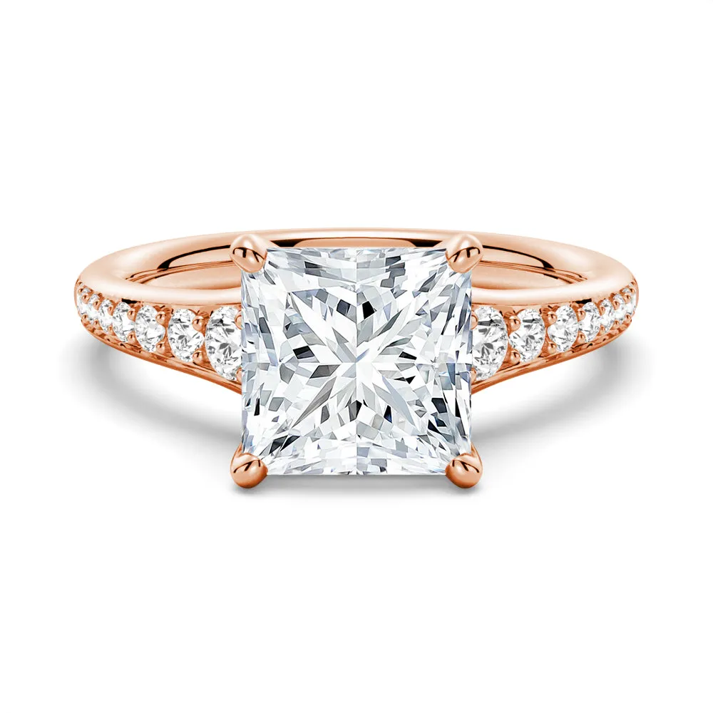 Vintage Princess Cut Moissanite Engagement Ring With Graduated Band sold by MSBLUE Jewelry product image thumbnail 3