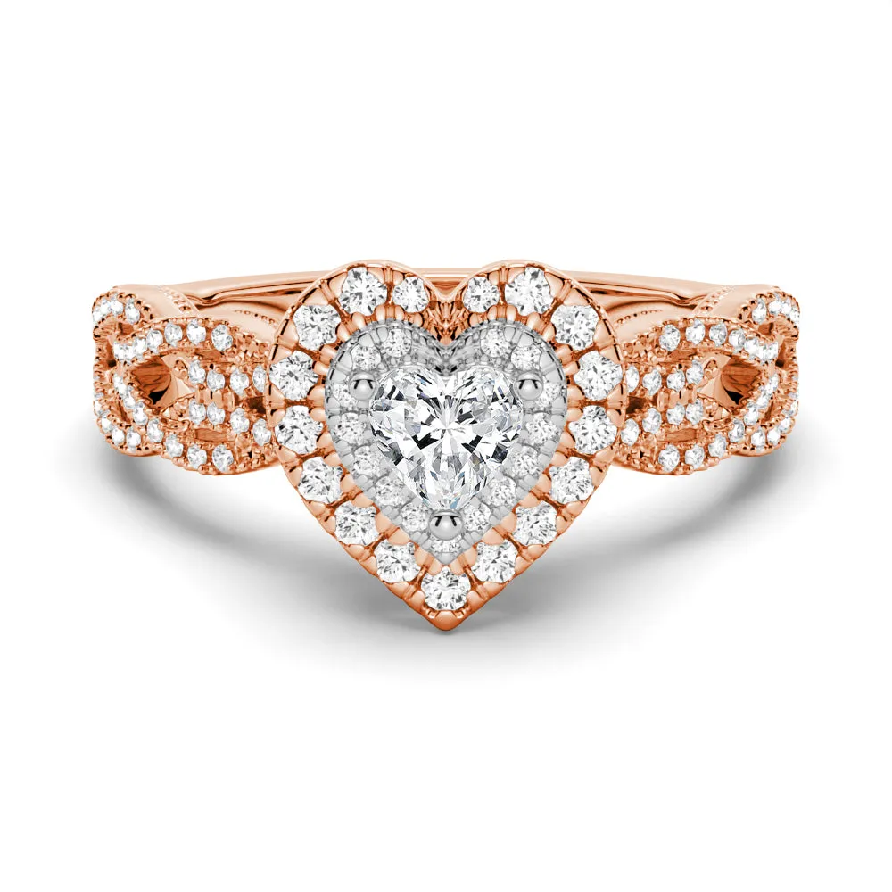 Vintage Double Halo Heart Moissanite Engagement Ring sold by MSBLUE Jewelry product image thumbnail 3