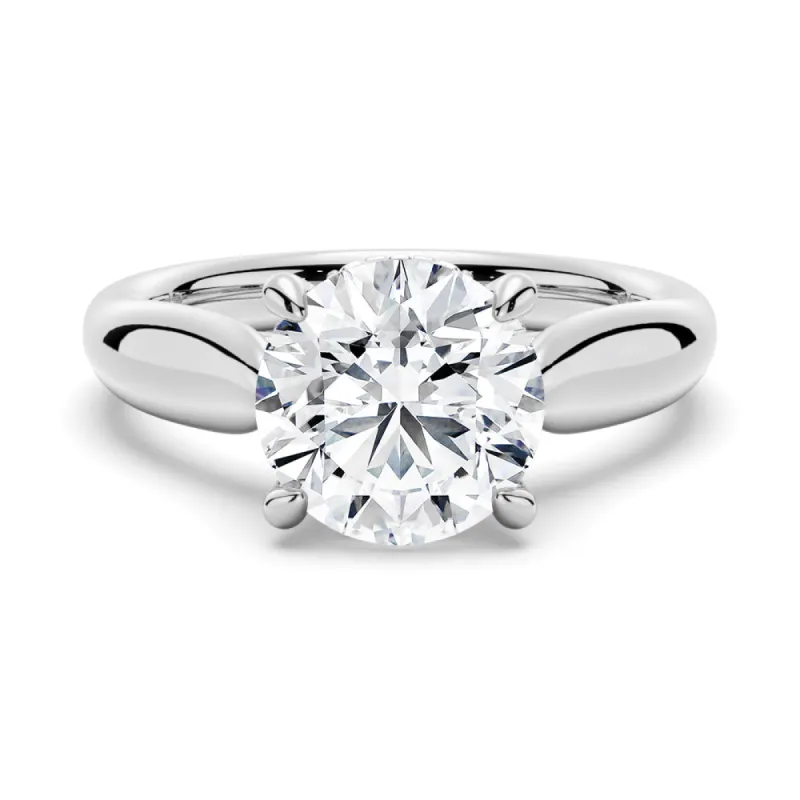 1.5 CT Tapered 4-Prong Hidden Halo Round Moissanite Engagement Ring sold by MSBLUE Jewelry