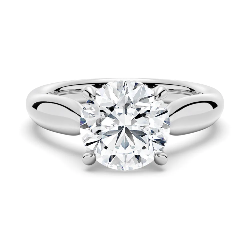 1.5 CT Tapered 4-Prong Hidden Halo Round Moissanite Engagement Ring sold by MSBLUE Jewelry