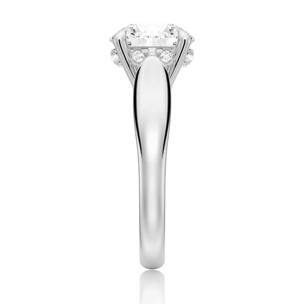 1.5 CT Tapered 4-Prong Hidden Halo Round Moissanite Engagement Ring sold by MSBLUE Jewelry product image thumbnail 4