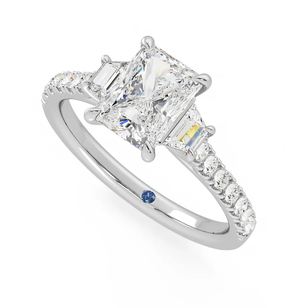 Three Stone Radiant Cut & Half Moon Moissanite Engagement Ring with Hidden Anniversary Stone Accent sold by MSBLUE Jewelry product image thumbnail 2