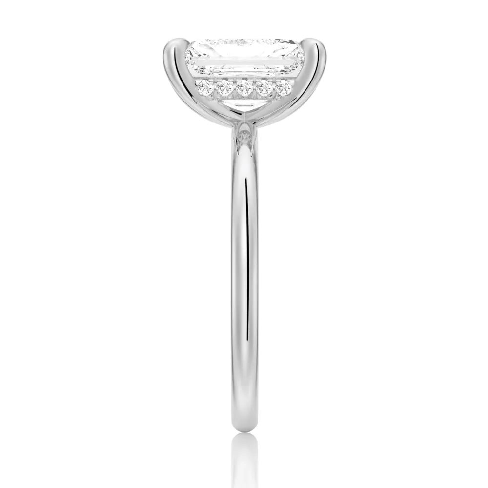 Four-Prong Radiant Solitaire Moissanite Engagement Ring With Hidden Halo sold by MSBLUE Jewelry product image thumbnail 5