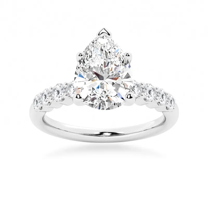 Classic Shared-Prong Pear Shaped Engagement Ring sold by MSBLUE Jewelry