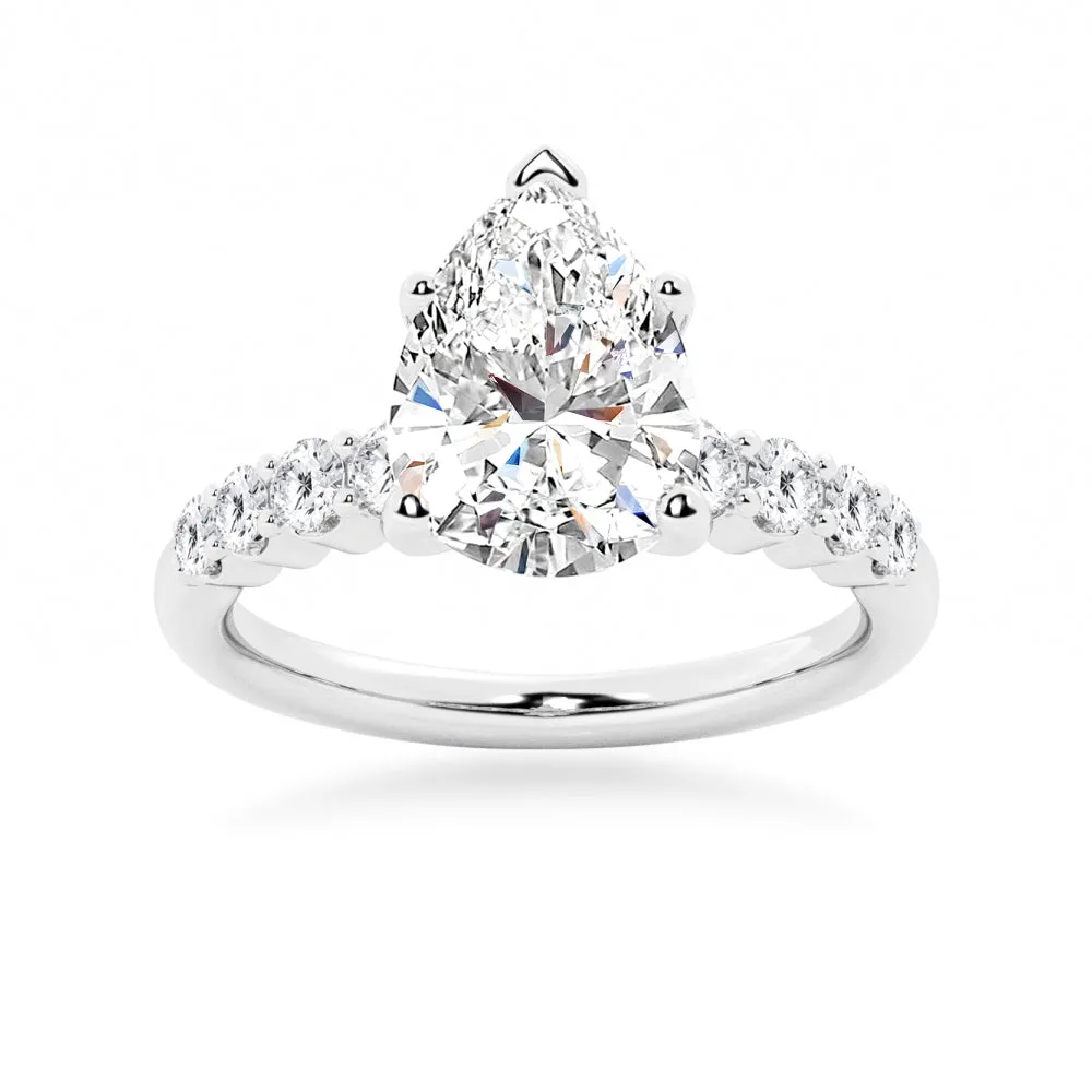 Classic Shared-Prong Pear Shaped Engagement Ring sold by MSBLUE Jewelry