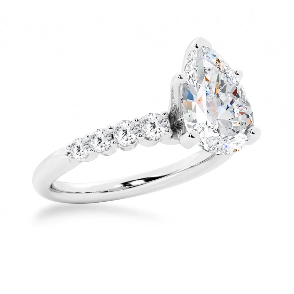 Classic Shared-Prong Pear Shaped Engagement Ring sold by MSBLUE Jewelry product image thumbnail 4