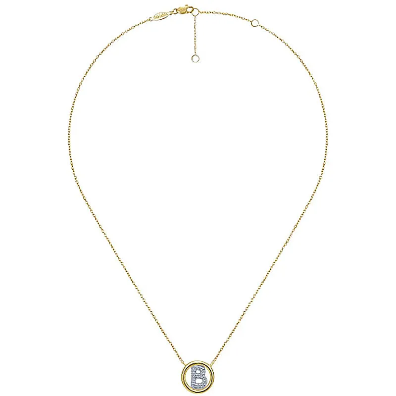 Round Pavé Initial B Pendant Necklace sold by MSBLUE Jewelry product image thumbnail 4