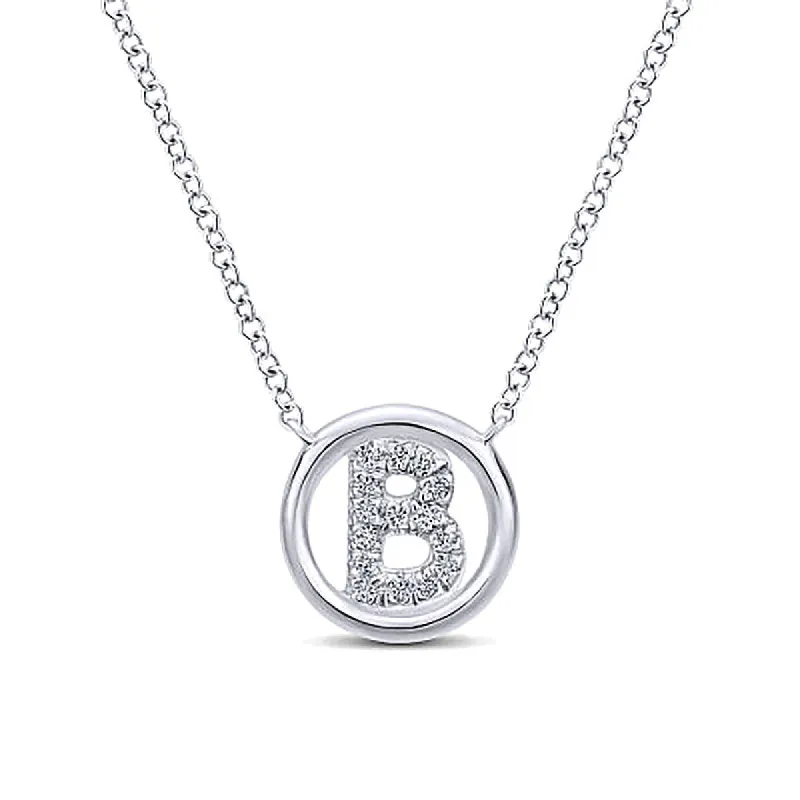 Round Pavé Initial B Pendant Necklace sold by MSBLUE Jewelry