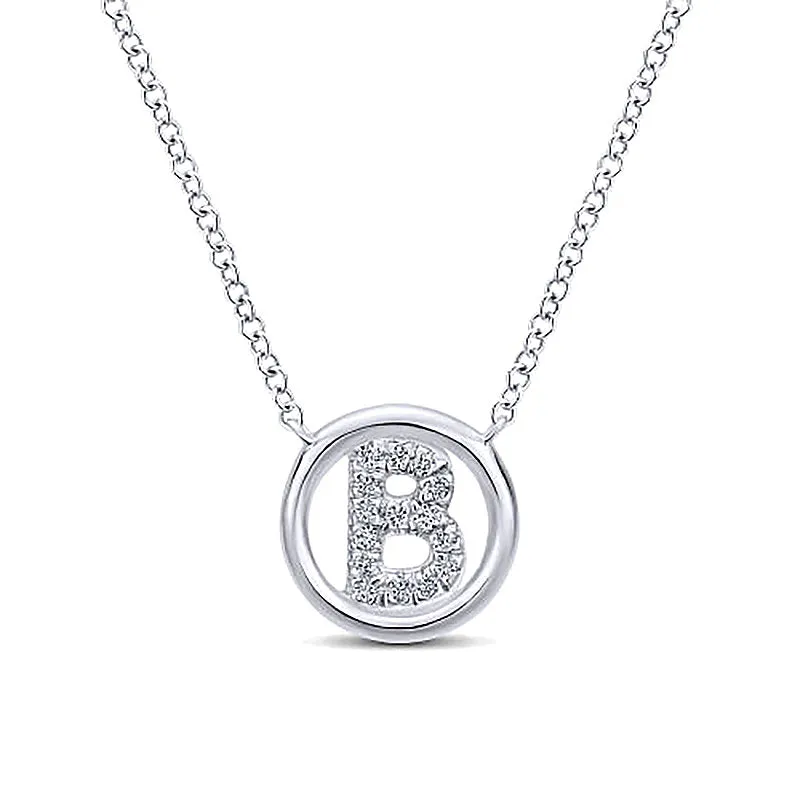 Round Pavé Initial B Pendant Necklace sold by MSBLUE Jewelry