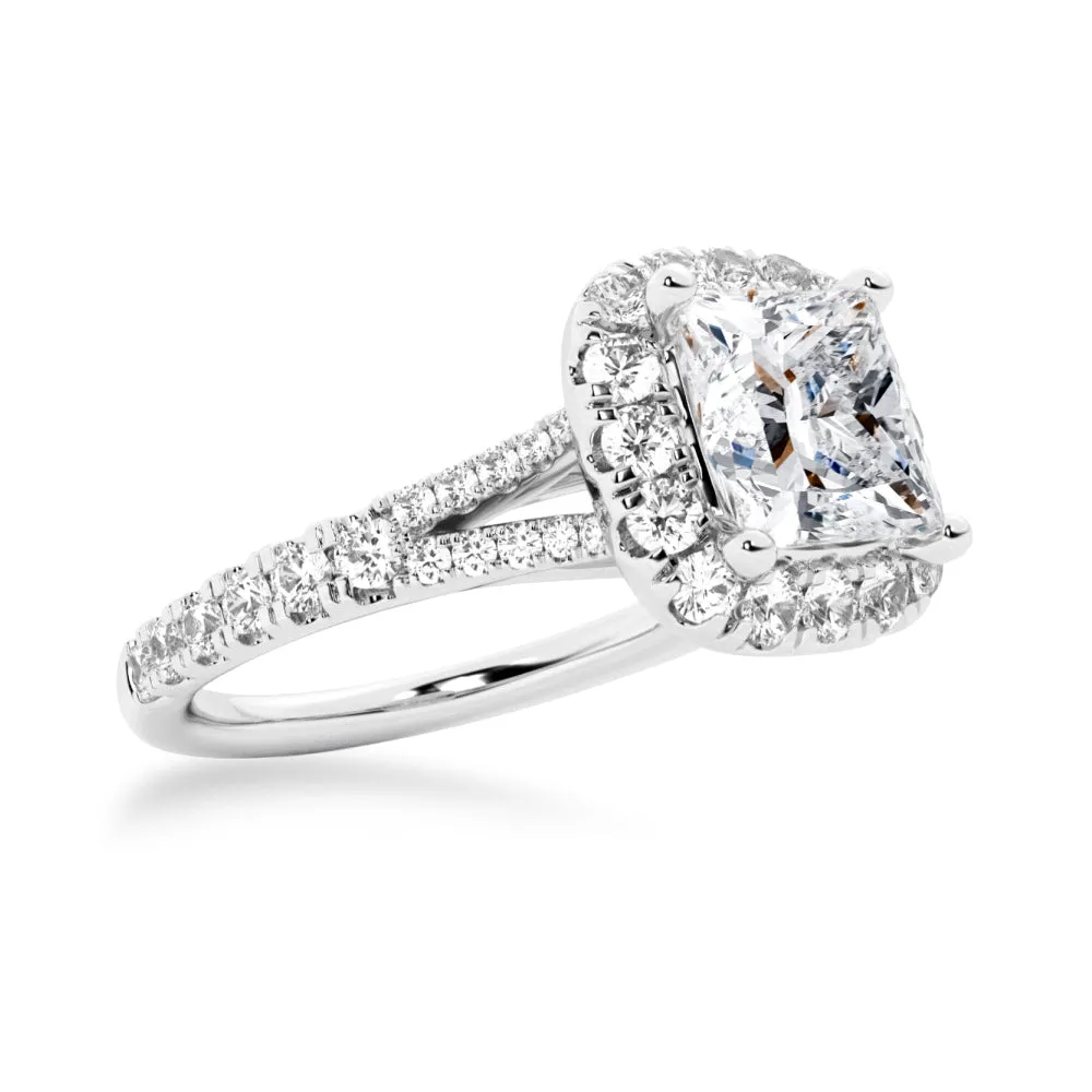 NEW Princess Cut Split-Shank Moissanite Halo Engagement Ring sold by MSBLUE Jewelry product image thumbnail 4