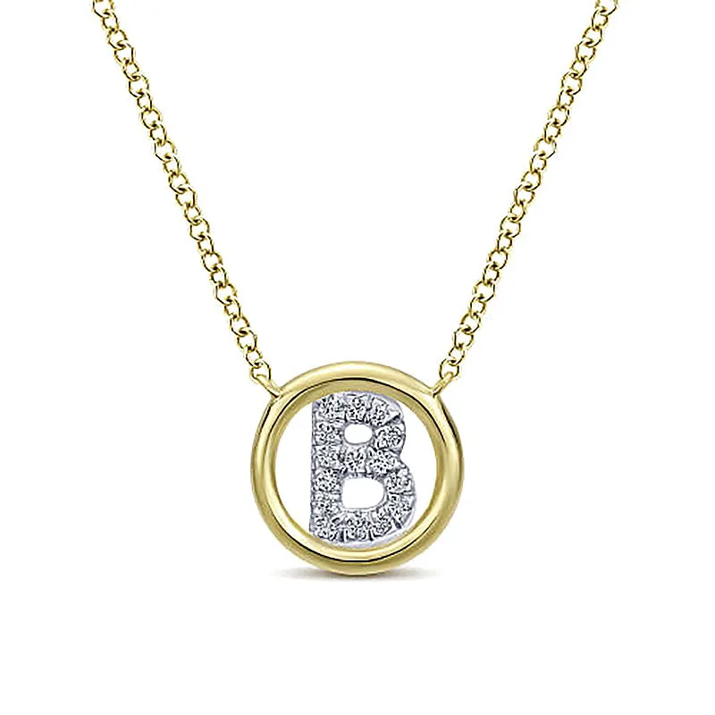 Round Pavé Initial B Pendant Necklace sold by MSBLUE Jewelry product image thumbnail 2