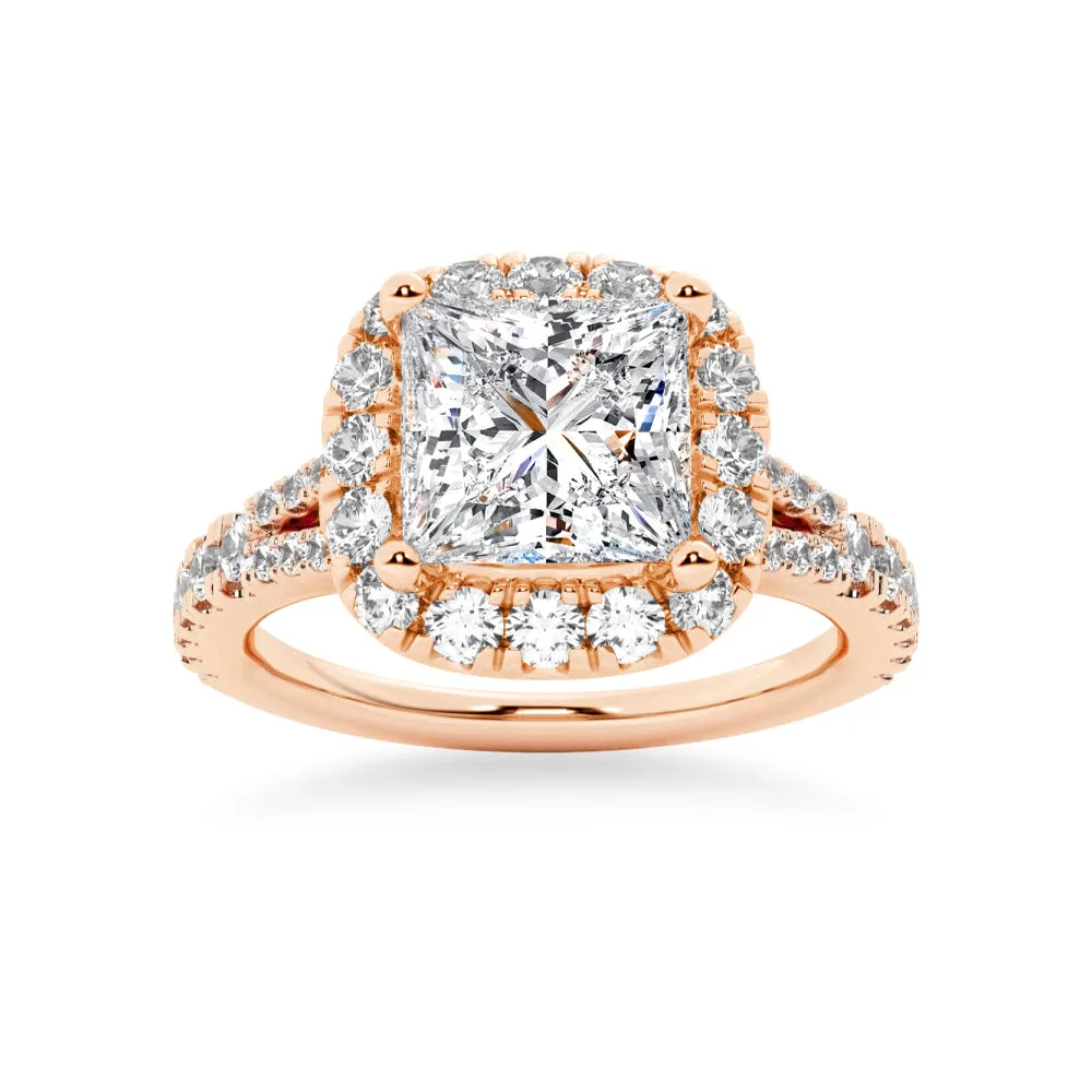 NEW Princess Cut Split-Shank Moissanite Halo Engagement Ring sold by MSBLUE Jewelry product image thumbnail 3