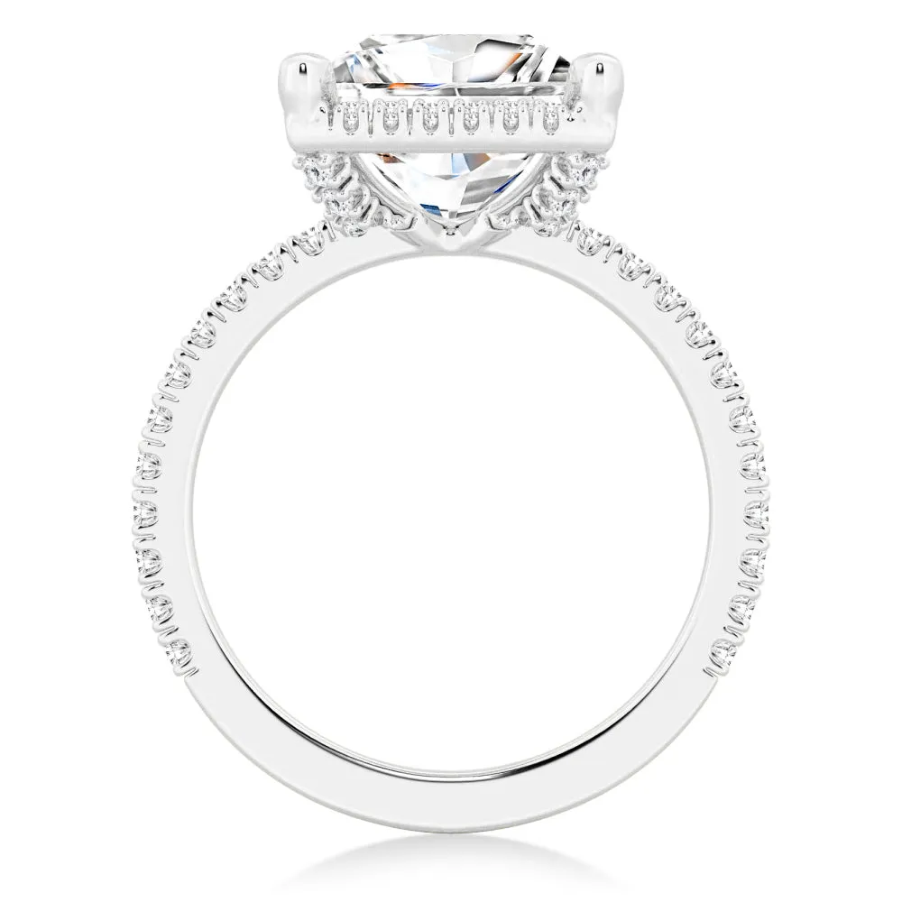 Half Eternity Princess Cut Moissanite Halo Engagement Ring sold by MSBLUE Jewelry product image thumbnail 5