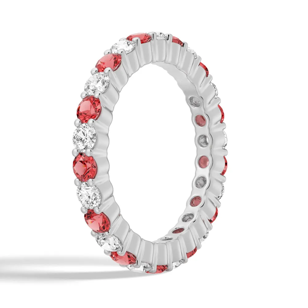 Prong Set Ruby and White Sapphire Eternity Wedding Band sold by MSBLUE Jewelry product image thumbnail 2