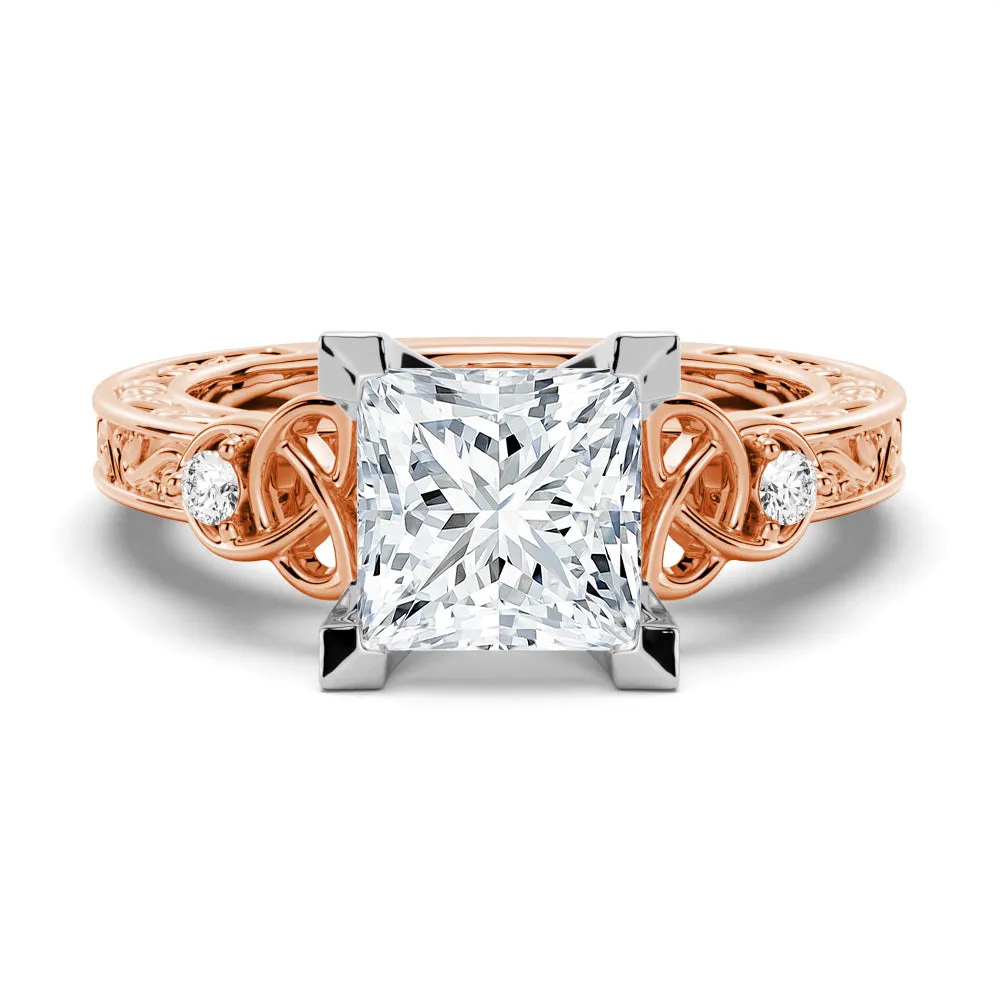 Vintage Celtic Knots Design Princess Cut Moissanite Engagement Ring sold by MSBLUE Jewelry product image thumbnail 3