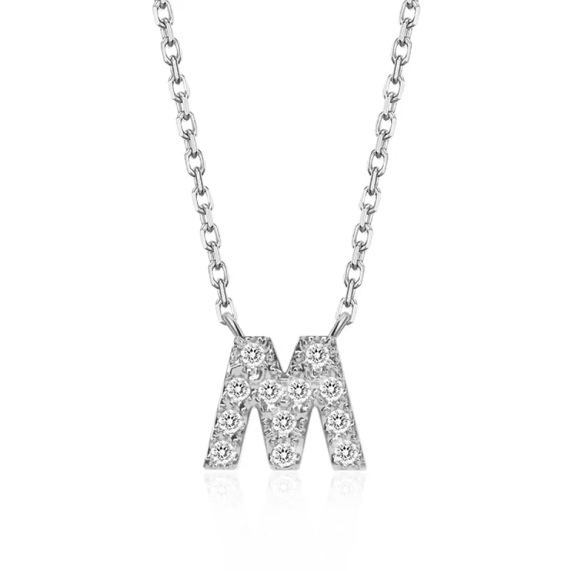 Classic Pavé Initial M Pendant Necklace sold by MSBLUE Jewelry